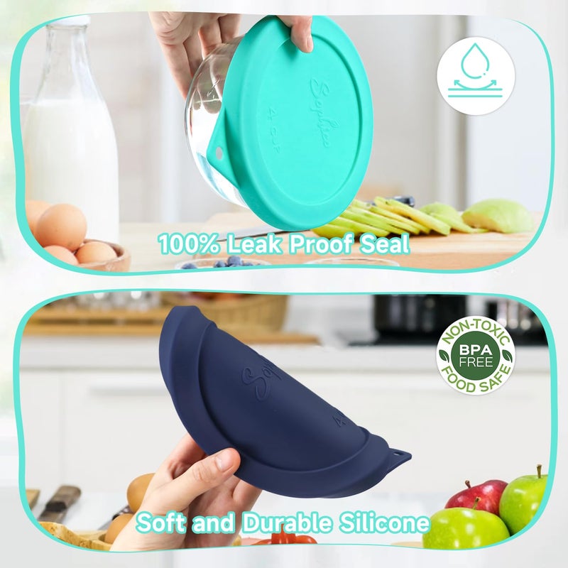 SOPHICO غطاء تخزين سيليكون دائري 4 أكواب من سوفكو بديل لأواني أنكر هوكينغ وبايركس 7201-PC (الحاوية غير مشمولة) (أزرق داكن - نعناعي) 4 عبوات - Image 4